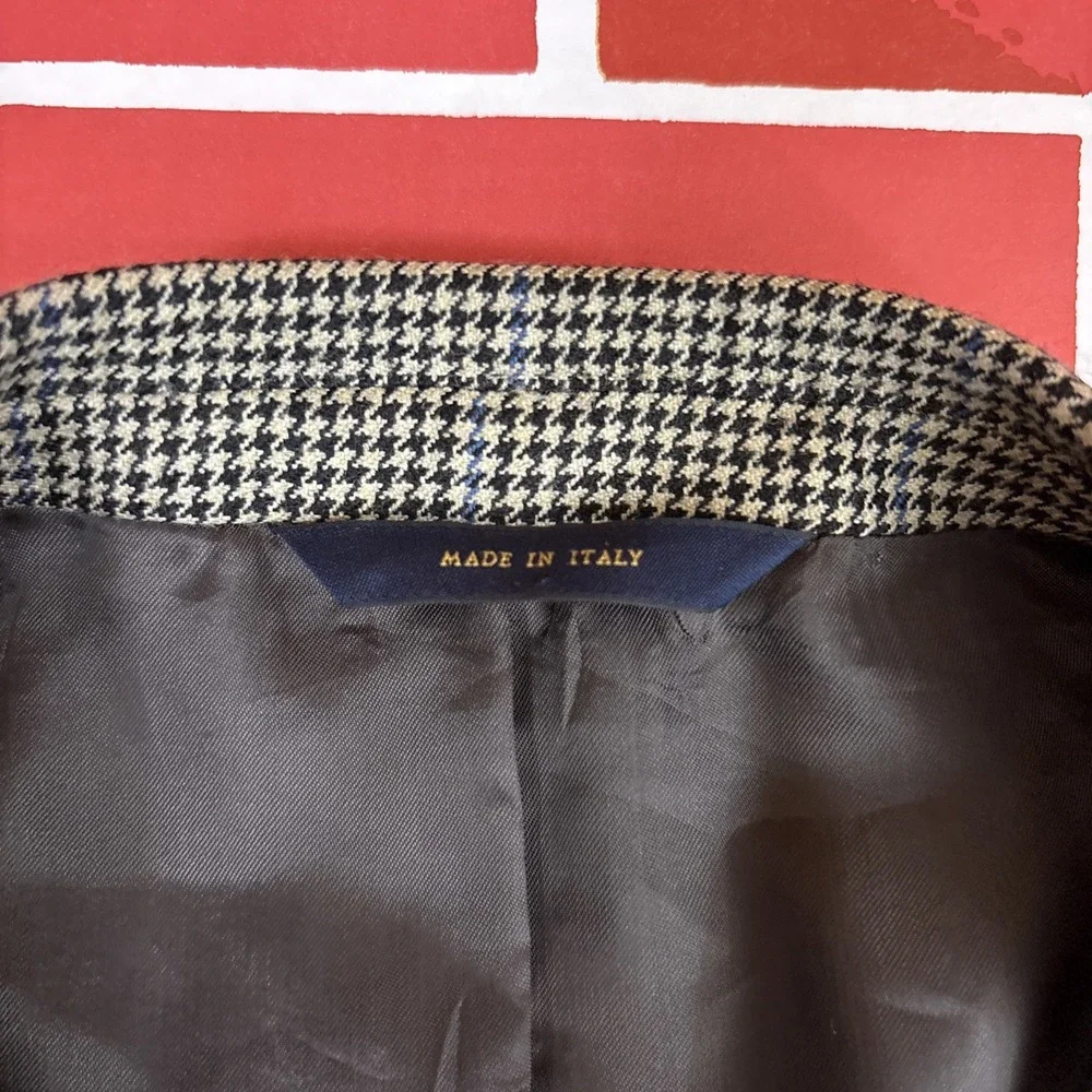 Brooks Brothers  Blazer Sport Coat Mens 44R Wool Houndstooth Tweed Made In Italy